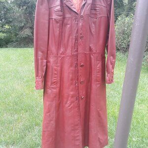 Vintage Women's  full-length Leather Trench Coat.